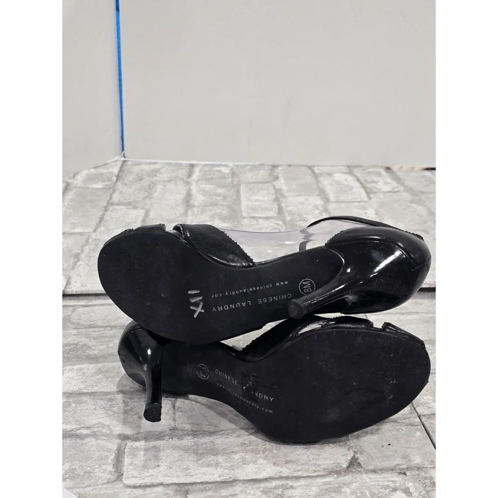 Chinese Laundry Size 8‎ Black Peep Toe Stiletto Ankle Strap Buckle Closure